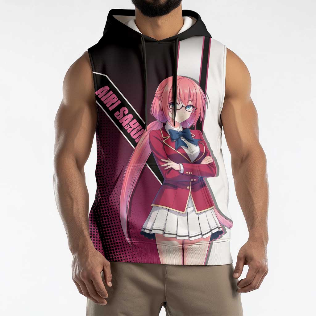Airi Sakura Sleeveless Hoodie Shy Moe-Inspired Anime Style