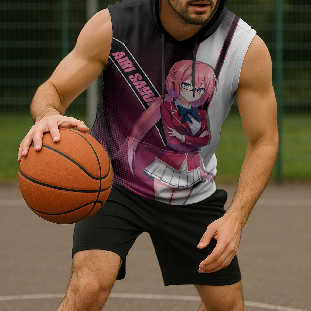 Airi Sakura Sleeveless Hoodie Shy Moe-Inspired Anime Style