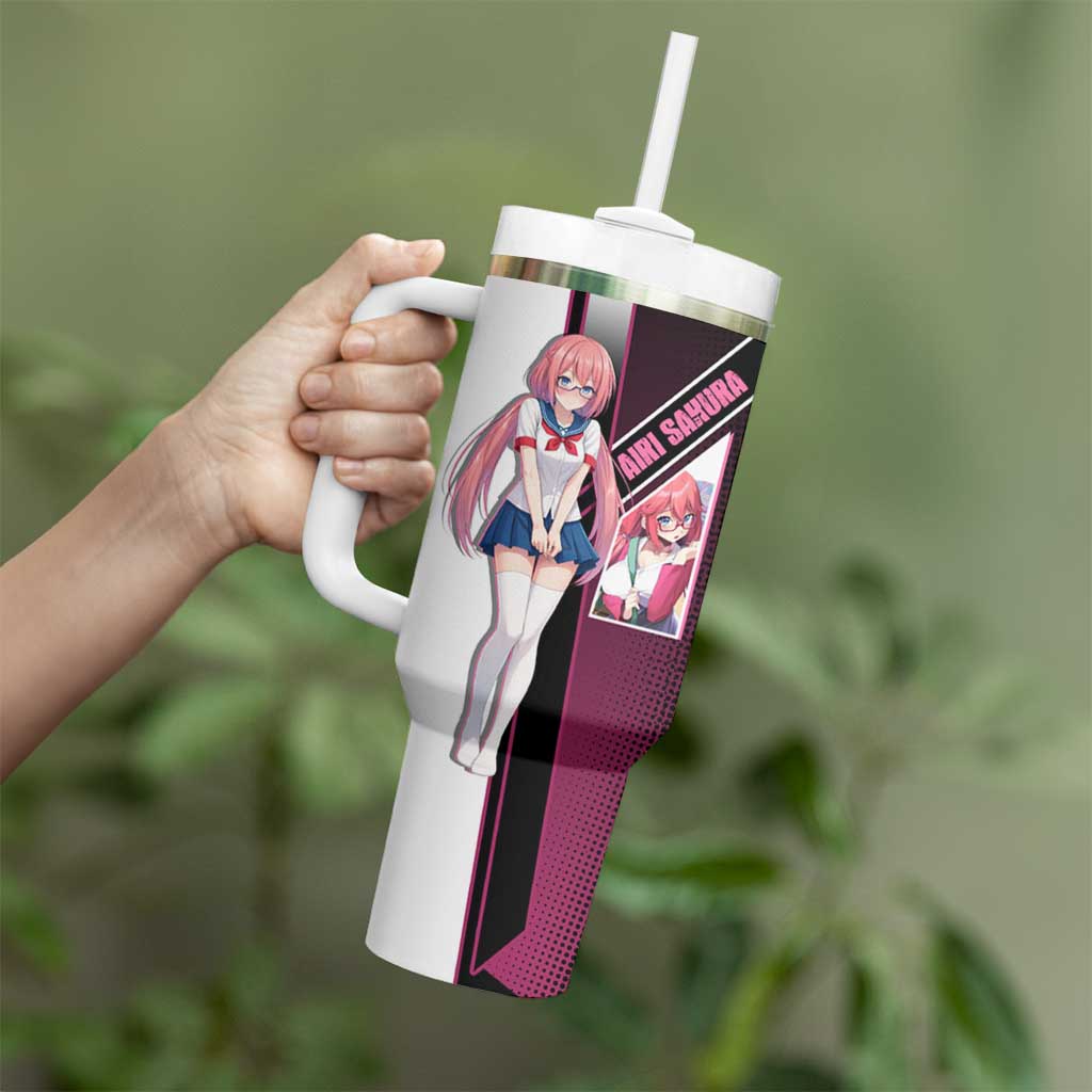 Airi Sakura Tumbler With Handle Shy Moe-Inspired Anime Style