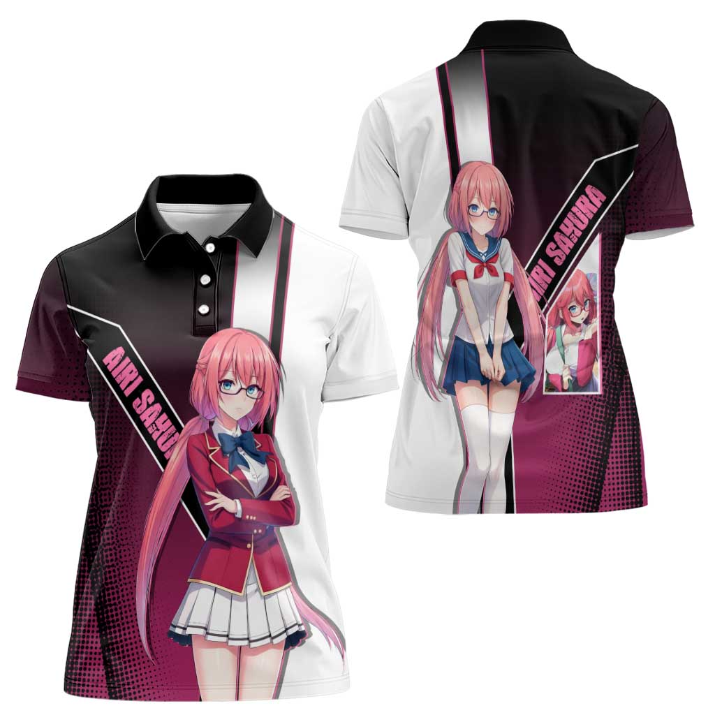 Airi Sakura Women Polo Shirt Shy Moe-Inspired Anime Style