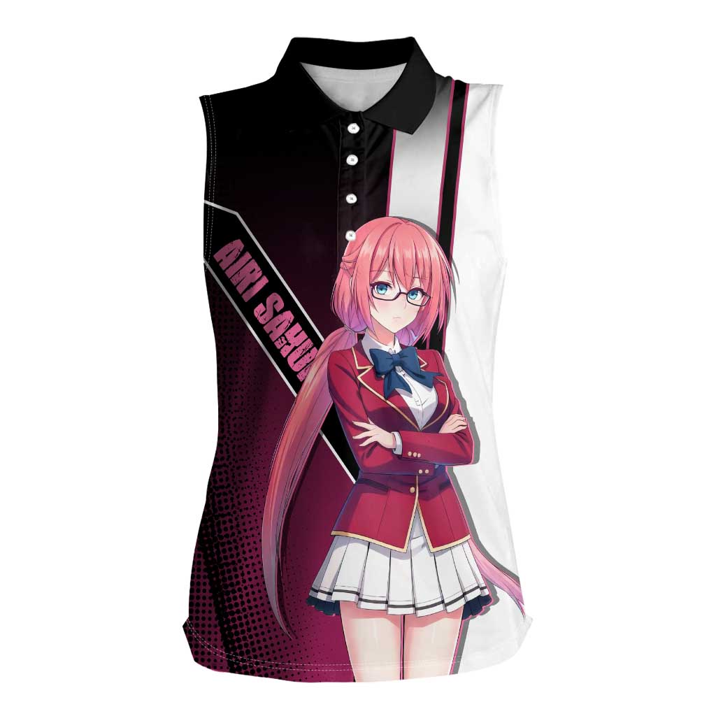 Airi Sakura Women Sleeveless Polo Shirt Shy Moe-Inspired Anime Style
