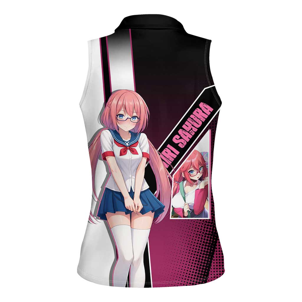 Airi Sakura Women Sleeveless Polo Shirt Shy Moe-Inspired Anime Style