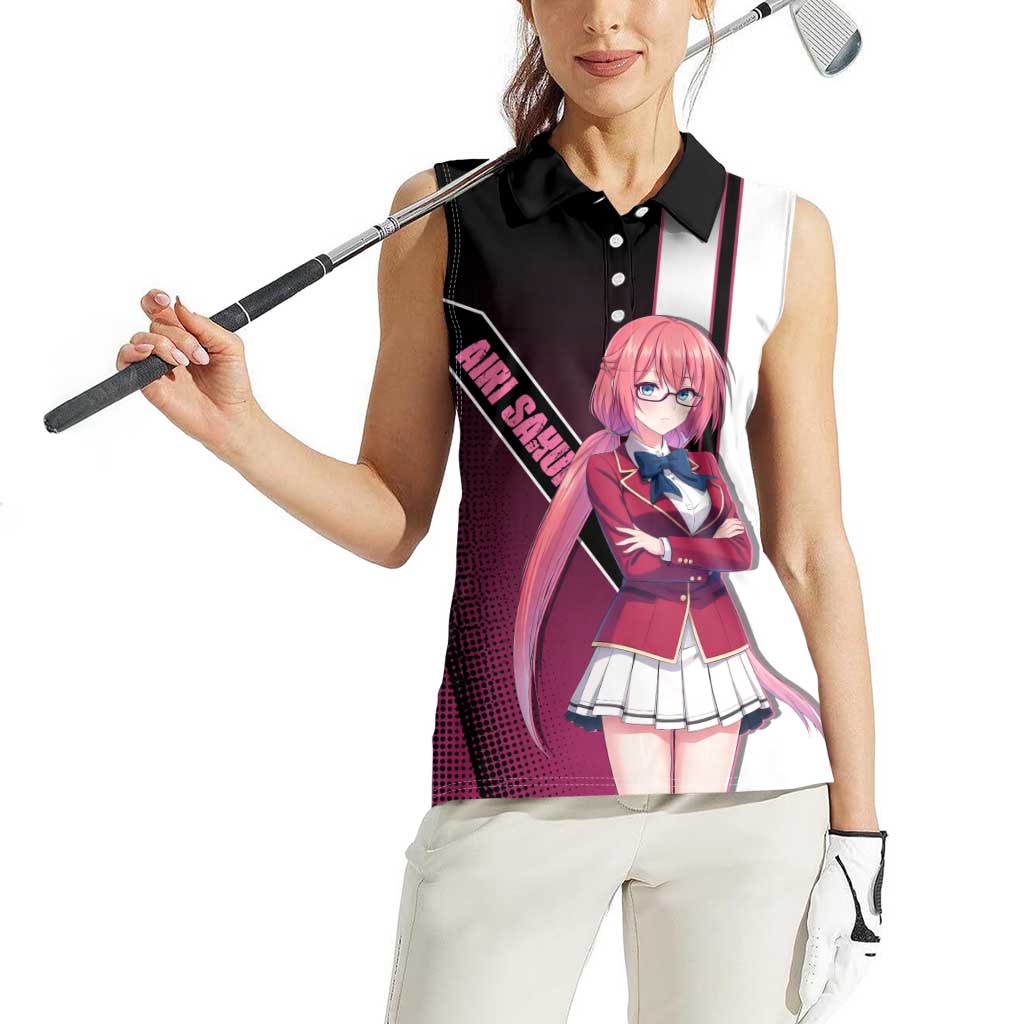 Airi Sakura Women Sleeveless Polo Shirt Shy Moe-Inspired Anime Style
