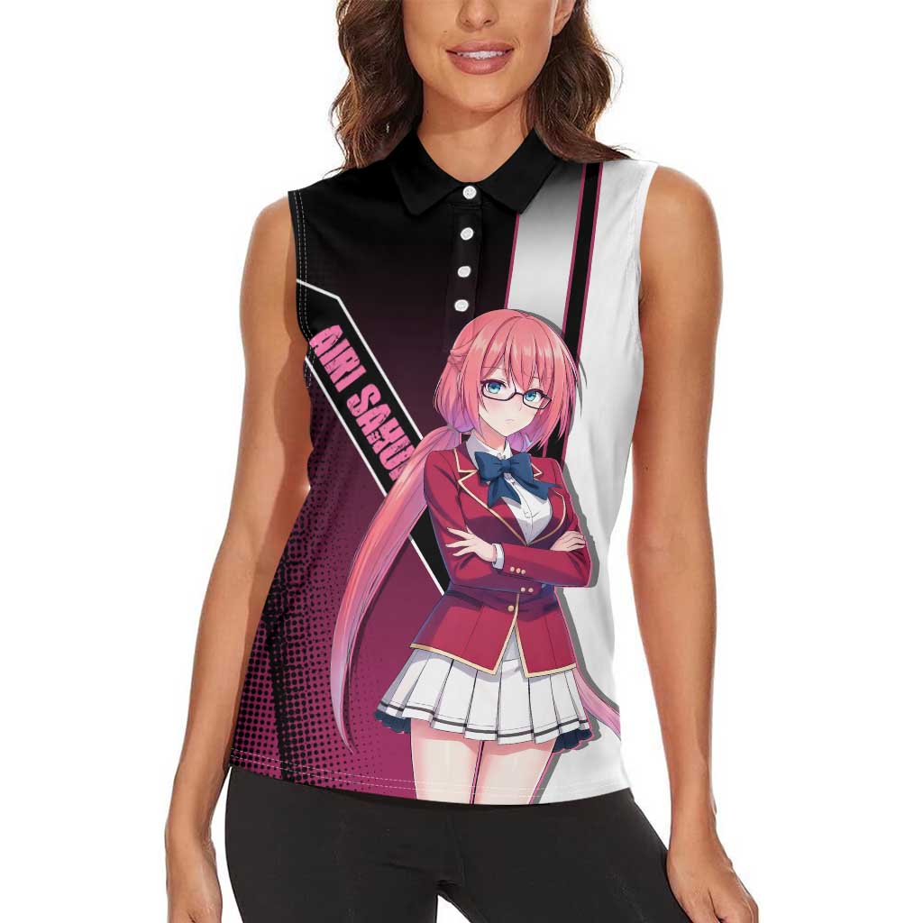 Airi Sakura Women Sleeveless Polo Shirt Shy Moe-Inspired Anime Style