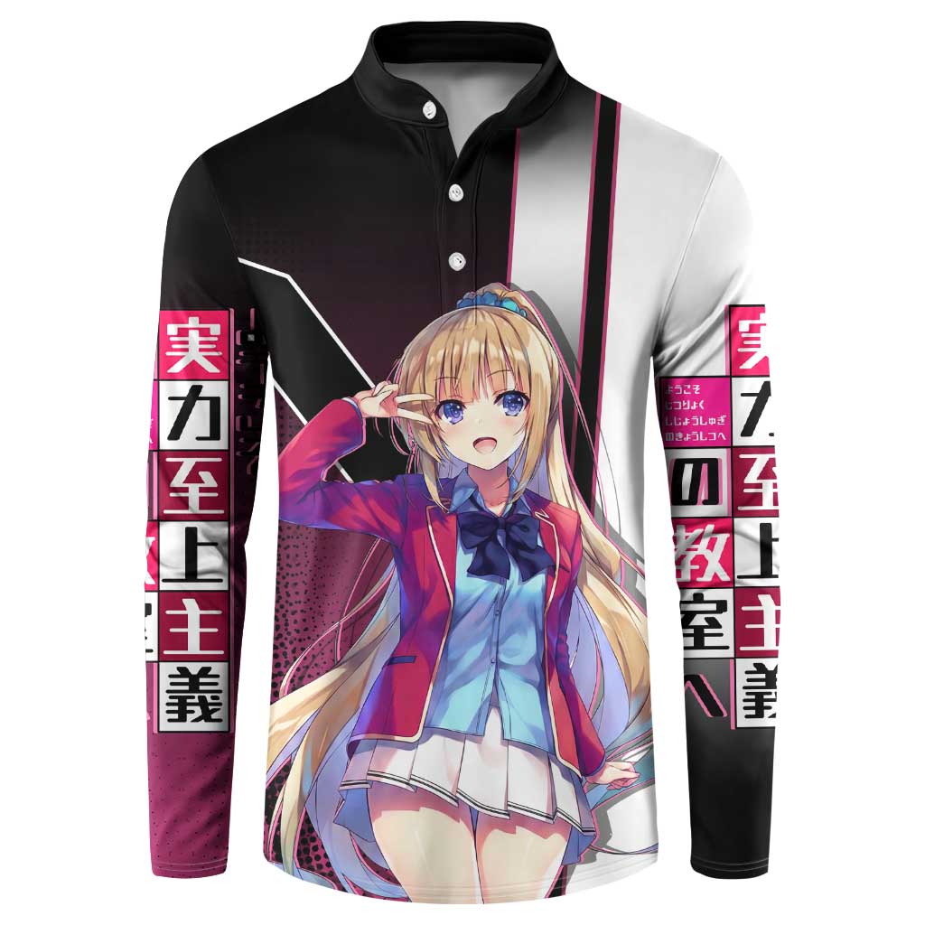 Kei Karuizawa Button Sweatshirt Playful Modern School Anime Style