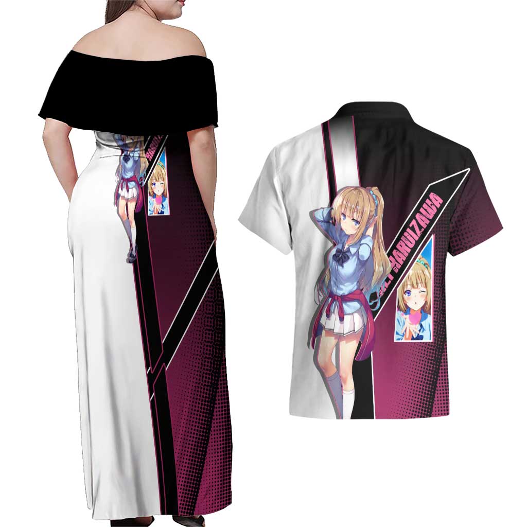 Kei Karuizawa Couples Matching Off Shoulder Maxi Dress and Hawaiian Shirt Playful Modern School Anime Style