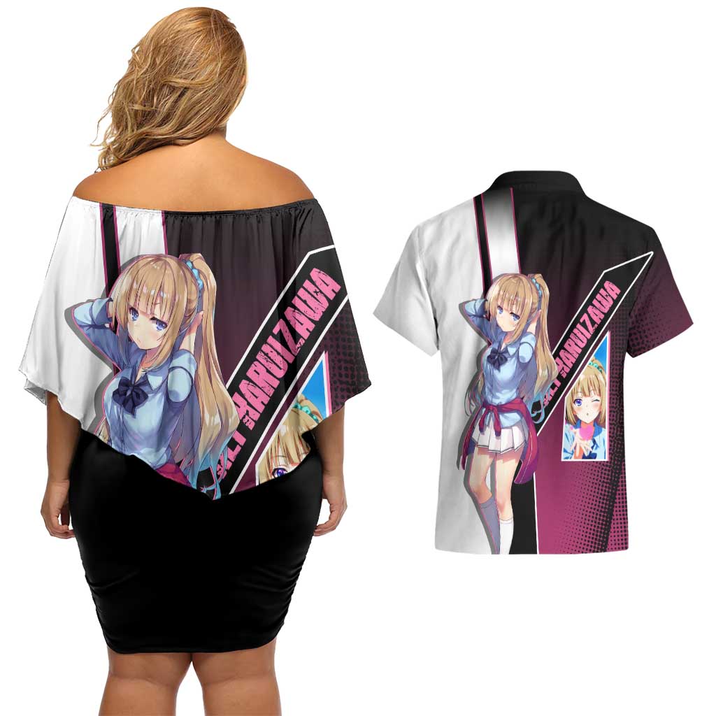 Kei Karuizawa Couples Matching Off Shoulder Short Dress and Hawaiian Shirt Playful Modern School Anime Style