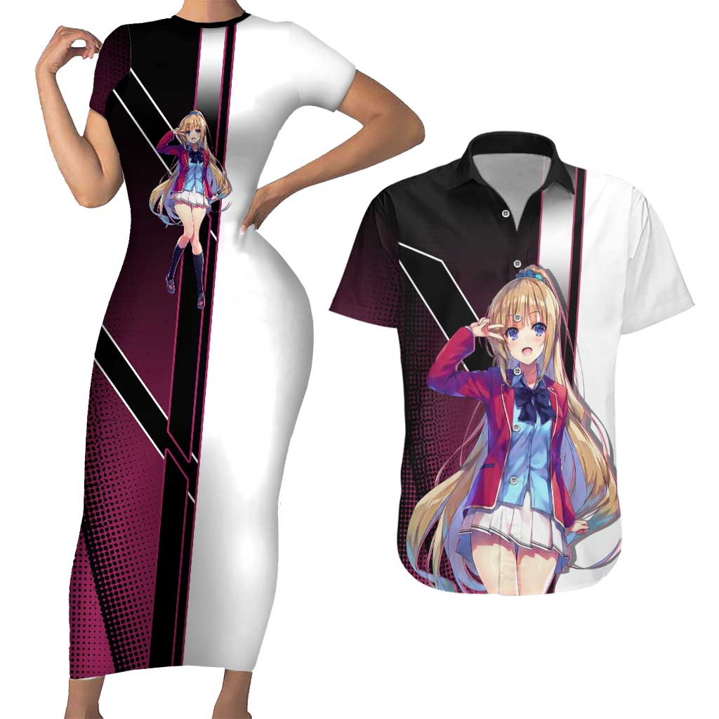 Kei Karuizawa Couples Matching Short Sleeve Bodycon Dress and Hawaiian Shirt Playful Modern School Anime Style