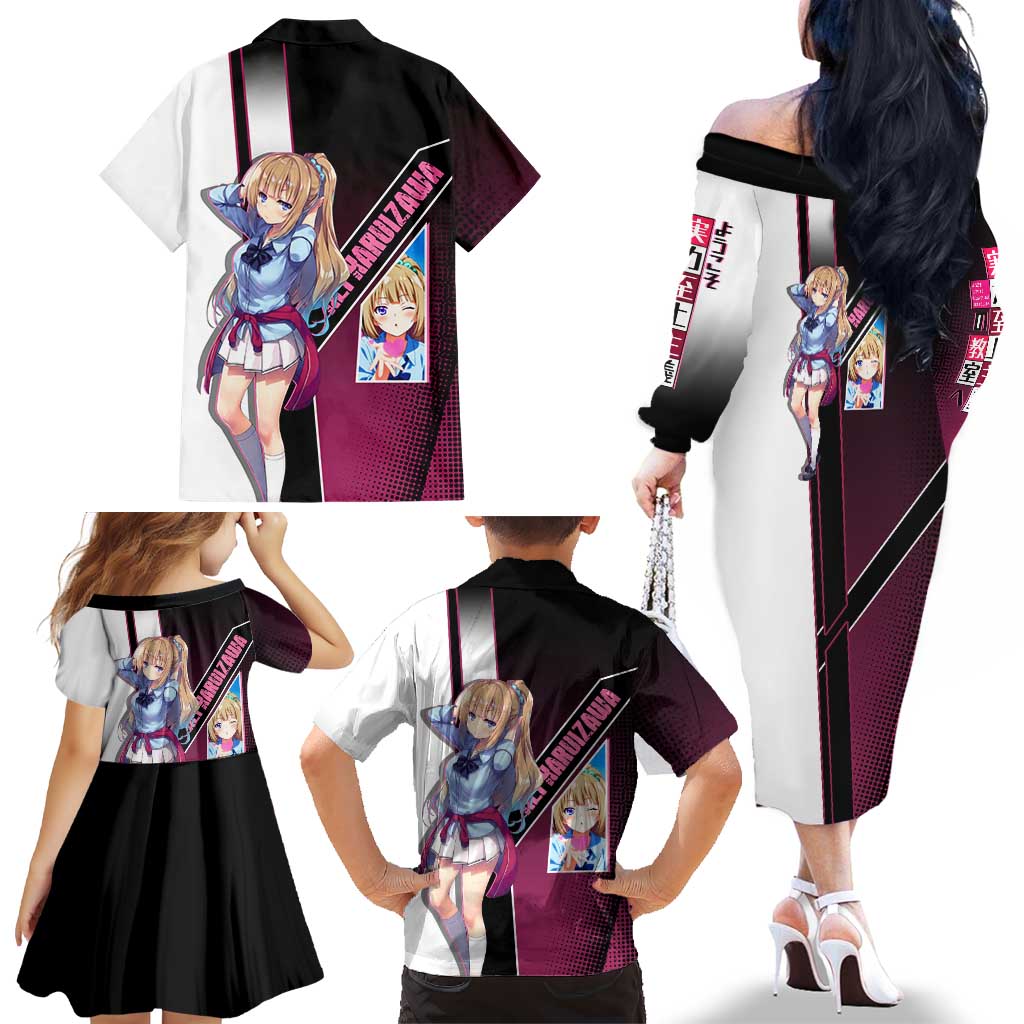 Kei Karuizawa Family Matching Off The Shoulder Long Sleeve Dress and Hawaiian Shirt Playful Modern School Anime Style