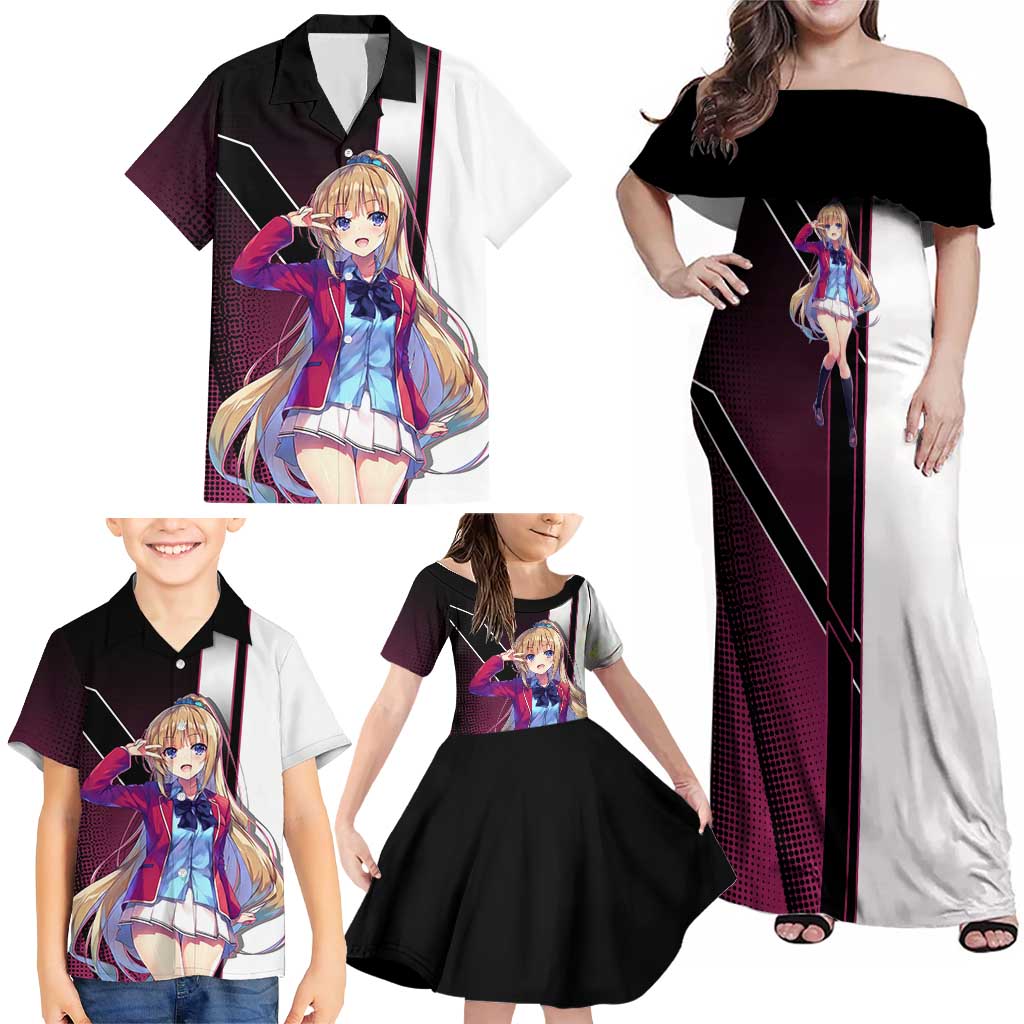 Kei Karuizawa Family Matching Off Shoulder Maxi Dress and Hawaiian Shirt Playful Modern School Anime Style