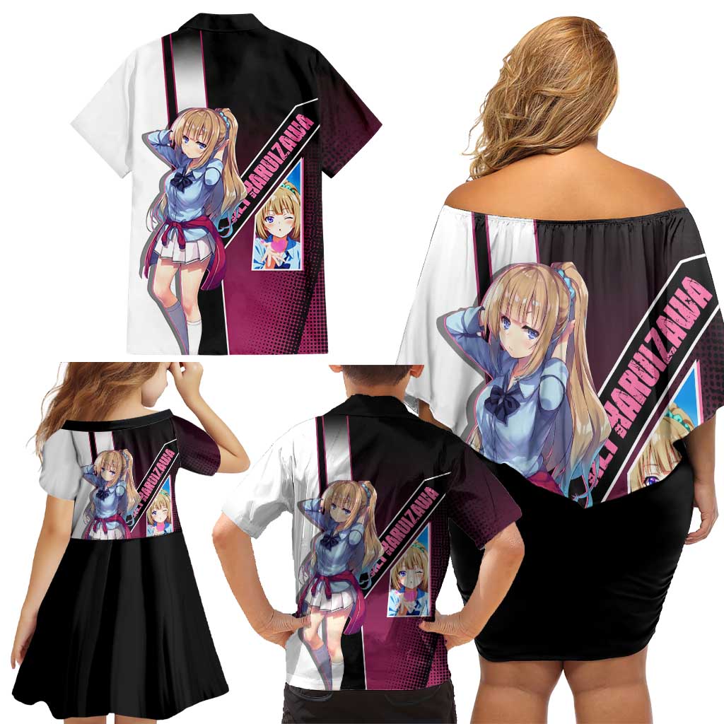 Kei Karuizawa Family Matching Off Shoulder Short Dress and Hawaiian Shirt Playful Modern School Anime Style