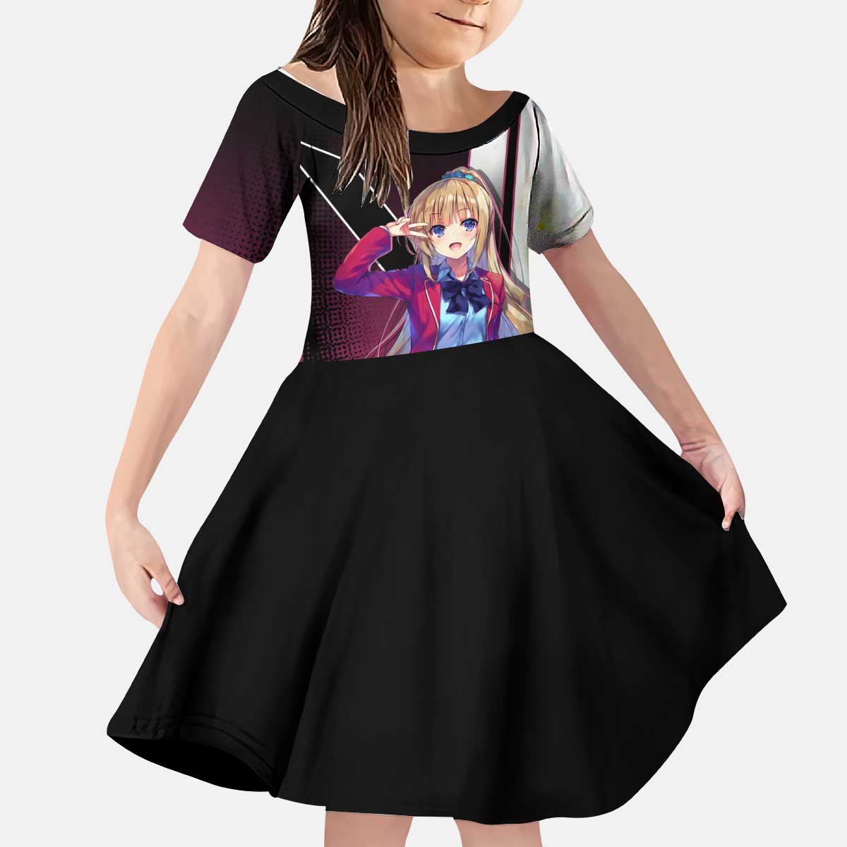 Kei Karuizawa Kid Short Sleeve Dress Playful Modern School Anime Style