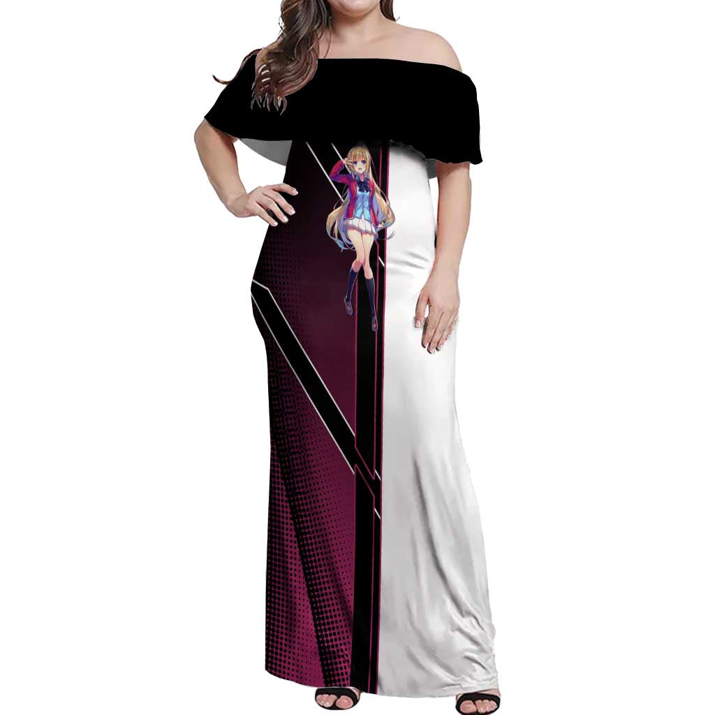 Kei Karuizawa Off Shoulder Maxi Dress Playful Modern School Anime Style