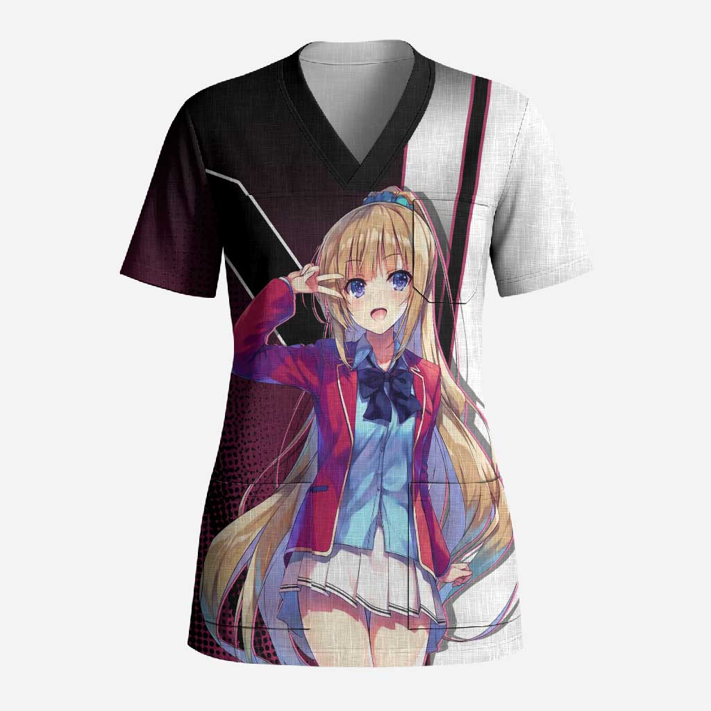 Kei Karuizawa Scrub Top Playful Modern School Anime Style