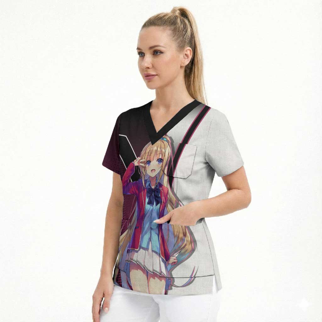 Kei Karuizawa Scrub Top Playful Modern School Anime Style