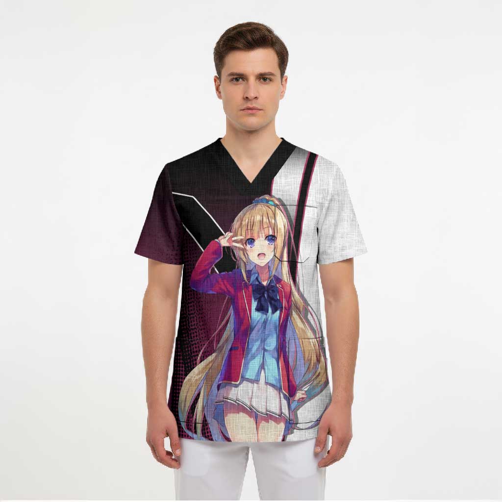 Kei Karuizawa Scrub Top Playful Modern School Anime Style