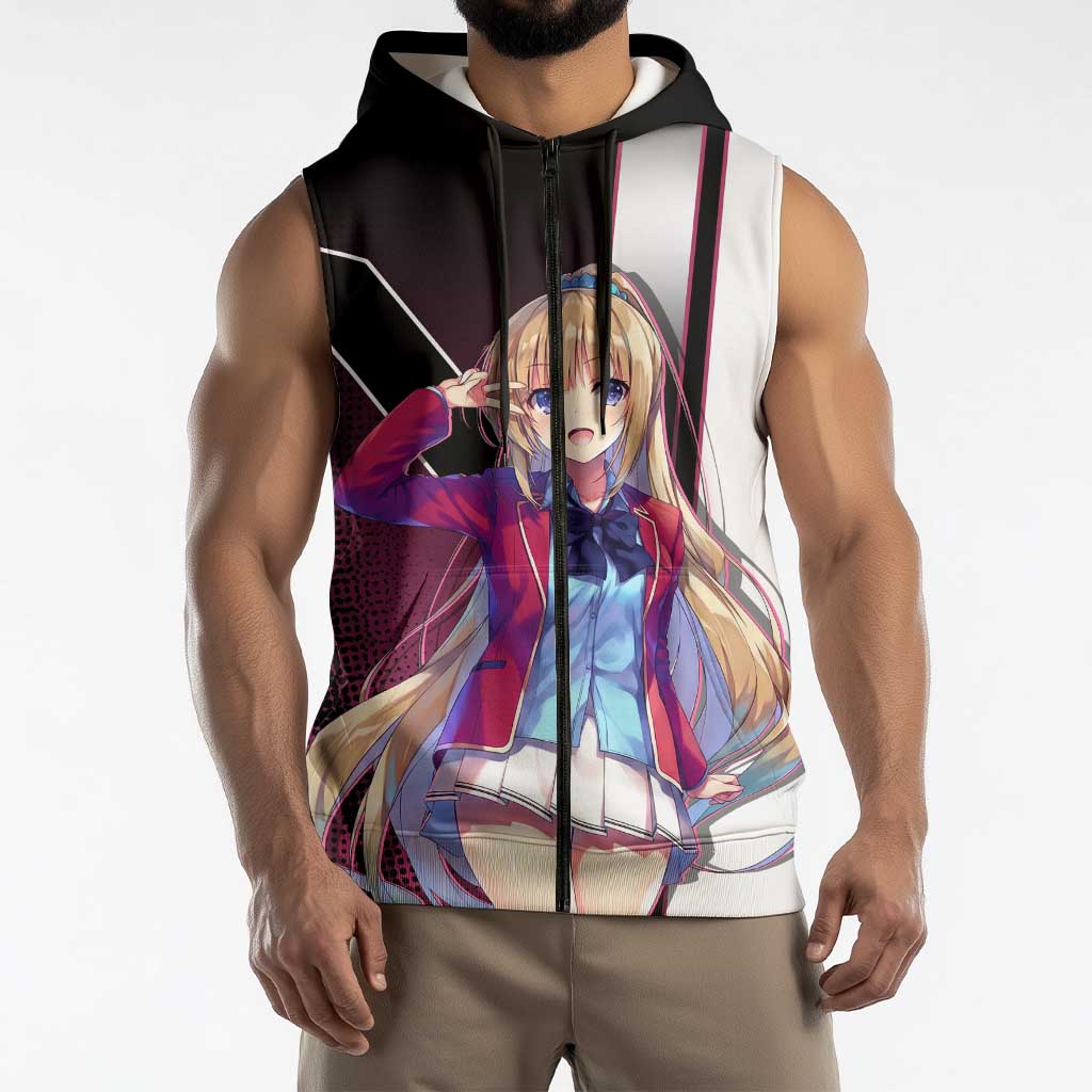 Kei Karuizawa Sleeveless Zip Hoodie Playful Modern School Anime Style