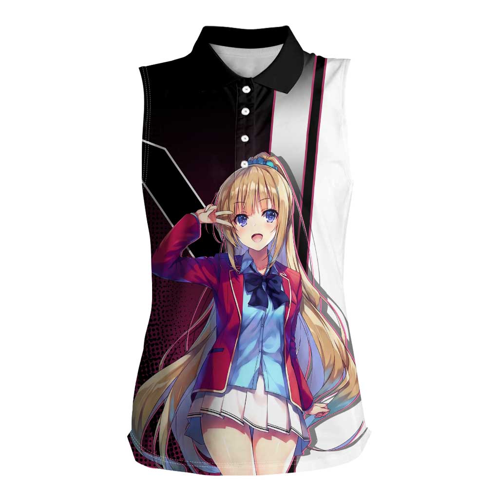 Kei Karuizawa Women Sleeveless Polo Shirt Playful Modern School Anime Style