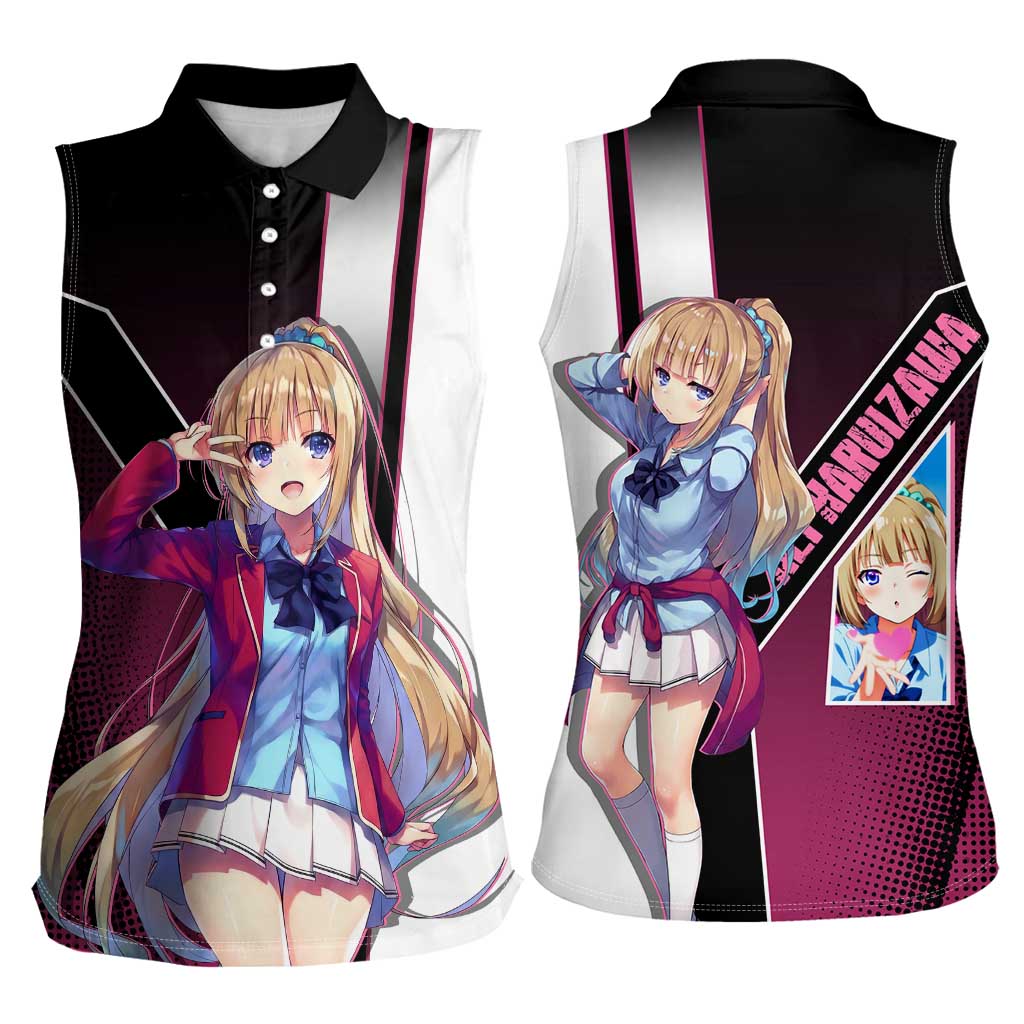 Kei Karuizawa Women Sleeveless Polo Shirt Playful Modern School Anime Style