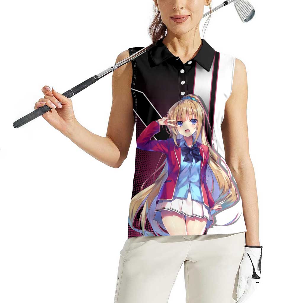 Kei Karuizawa Women Sleeveless Polo Shirt Playful Modern School Anime Style