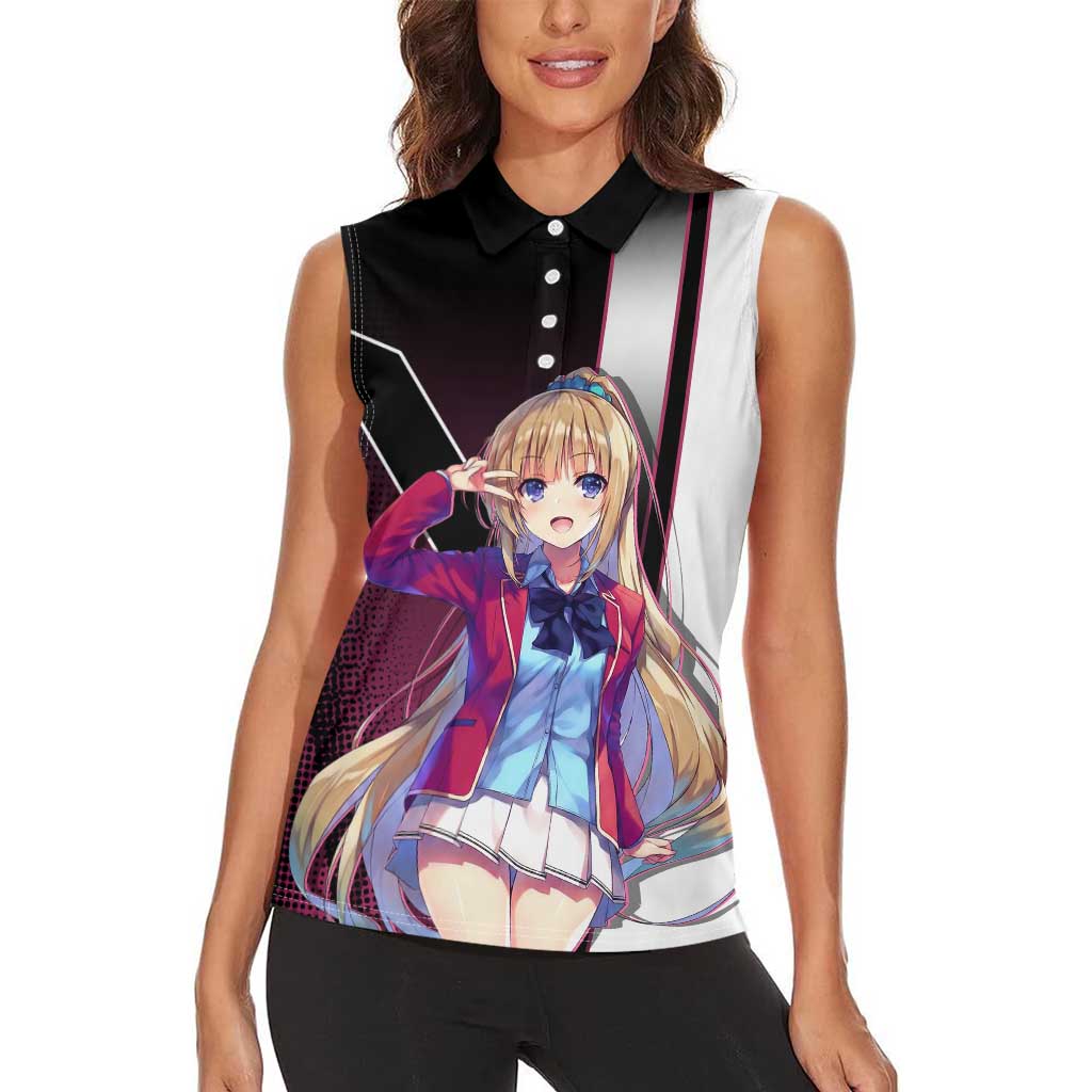 Kei Karuizawa Women Sleeveless Polo Shirt Playful Modern School Anime Style