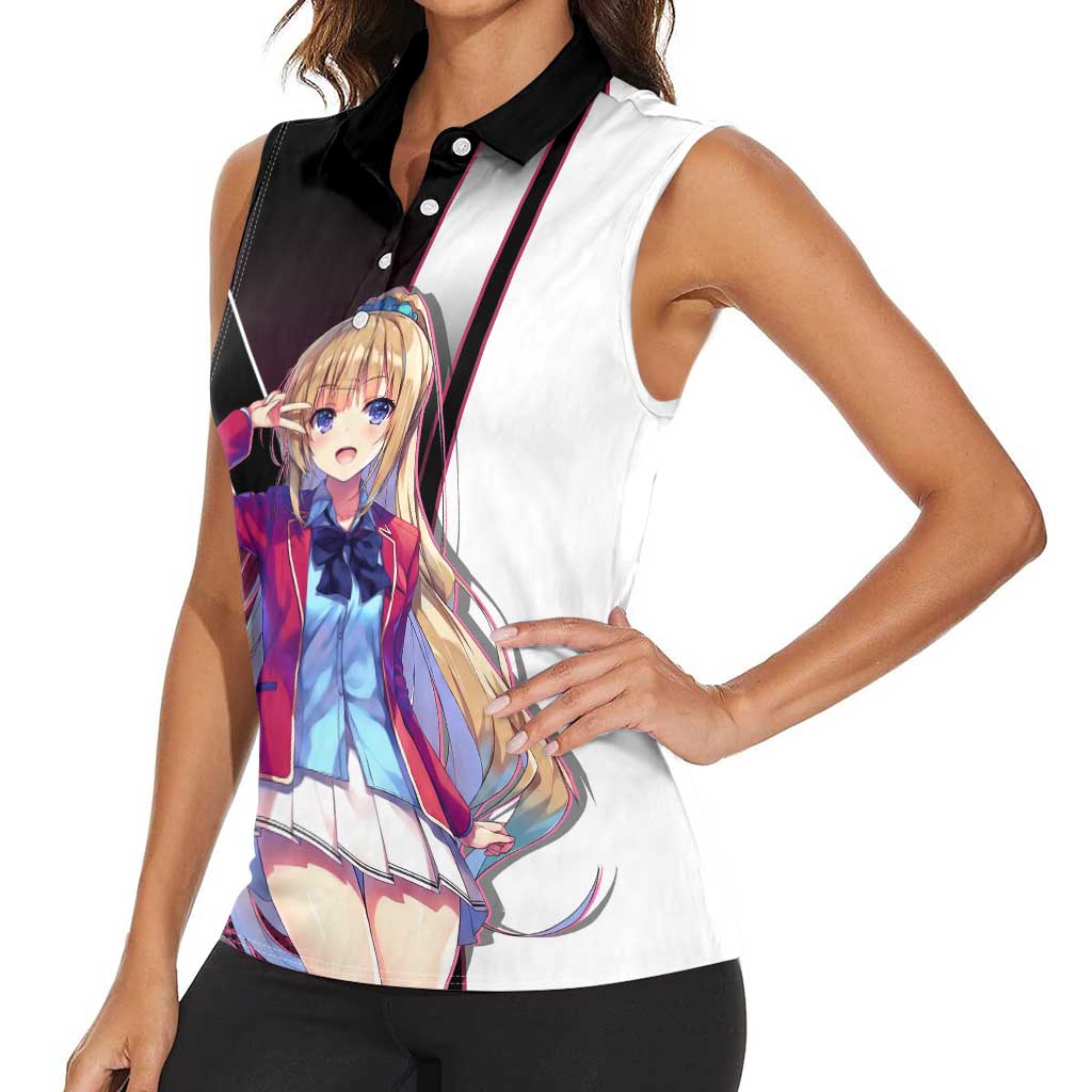 Kei Karuizawa Women Sleeveless Polo Shirt Playful Modern School Anime Style
