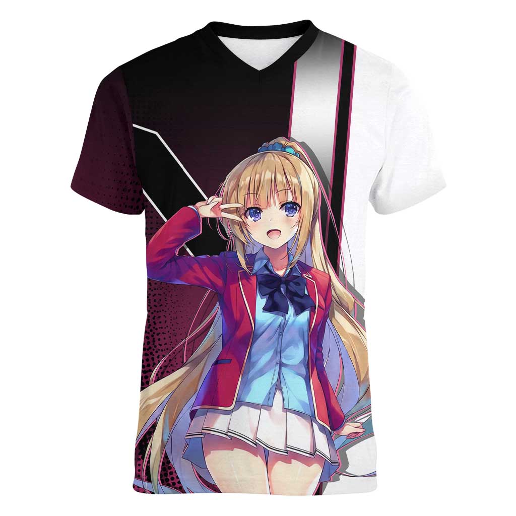 Kei Karuizawa Women V-Neck T-Shirt Playful Modern School Anime Style
