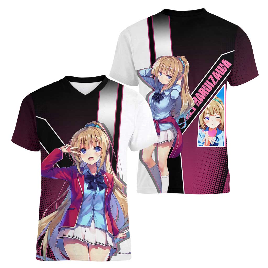 Kei Karuizawa Women V-Neck T-Shirt Playful Modern School Anime Style