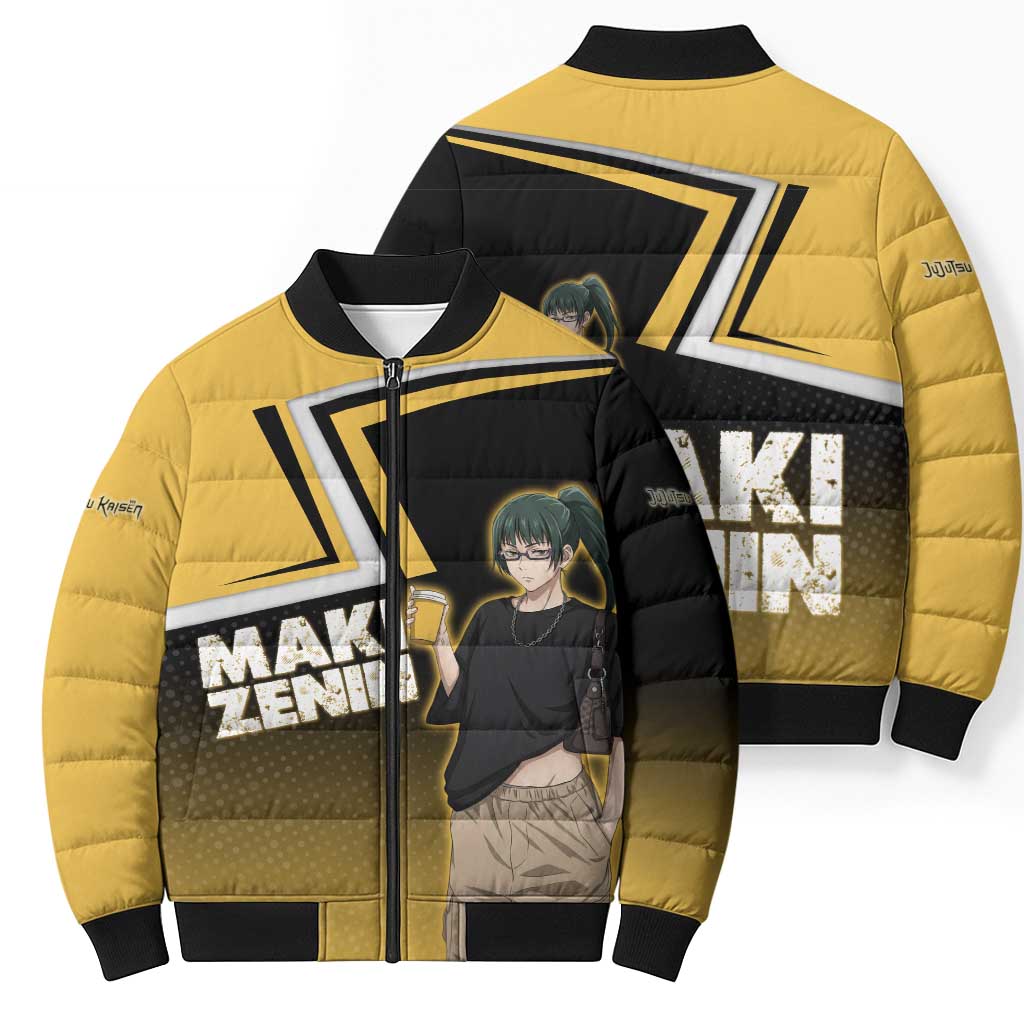 Maki Zenin Bomber Puffer Jacket Jujutsu Kaisen Streetwear Style