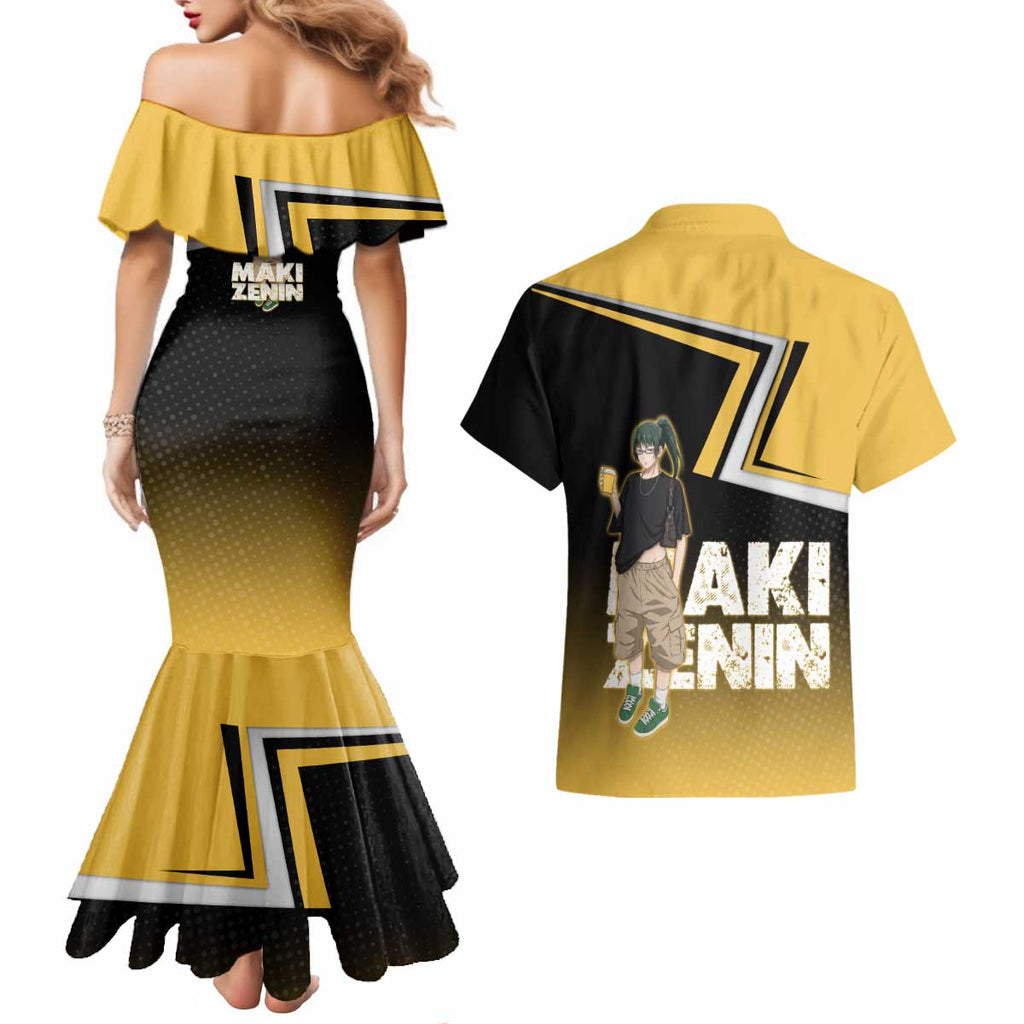 Maki Zenin Couples Matching Mermaid Dress and Hawaiian Shirt Jujutsu Kaisen Streetwear Style