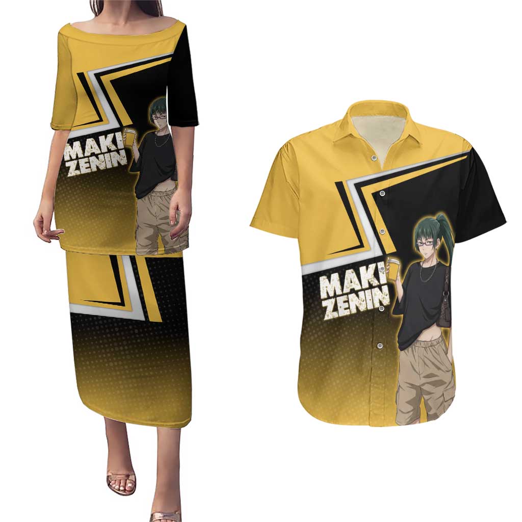 Maki Zenin Couples Matching Puletasi and Hawaiian Shirt Jujutsu Kaisen Streetwear Style