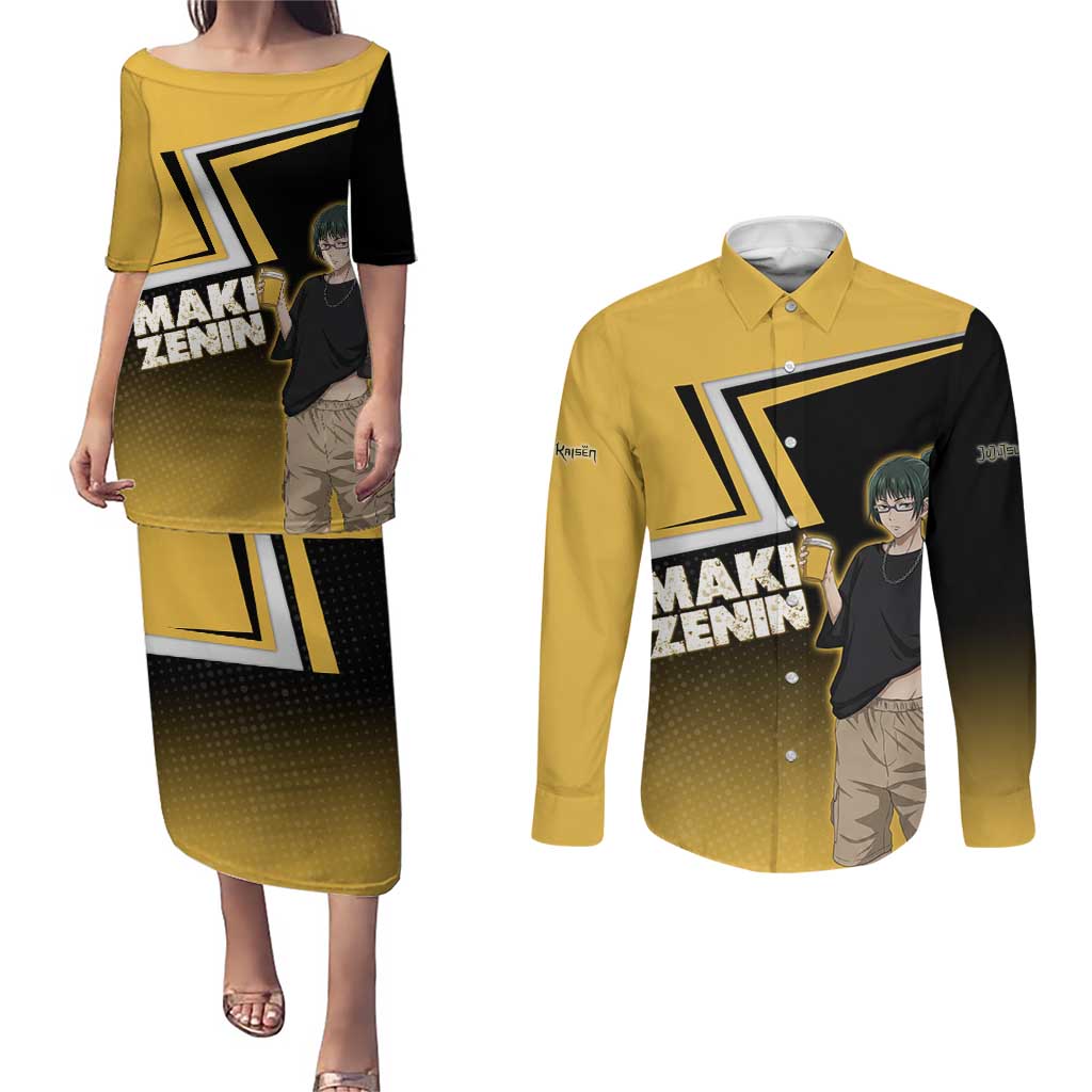Maki Zenin Couples Matching Puletasi and Long Sleeve Button Shirt Jujutsu Kaisen Streetwear Style
