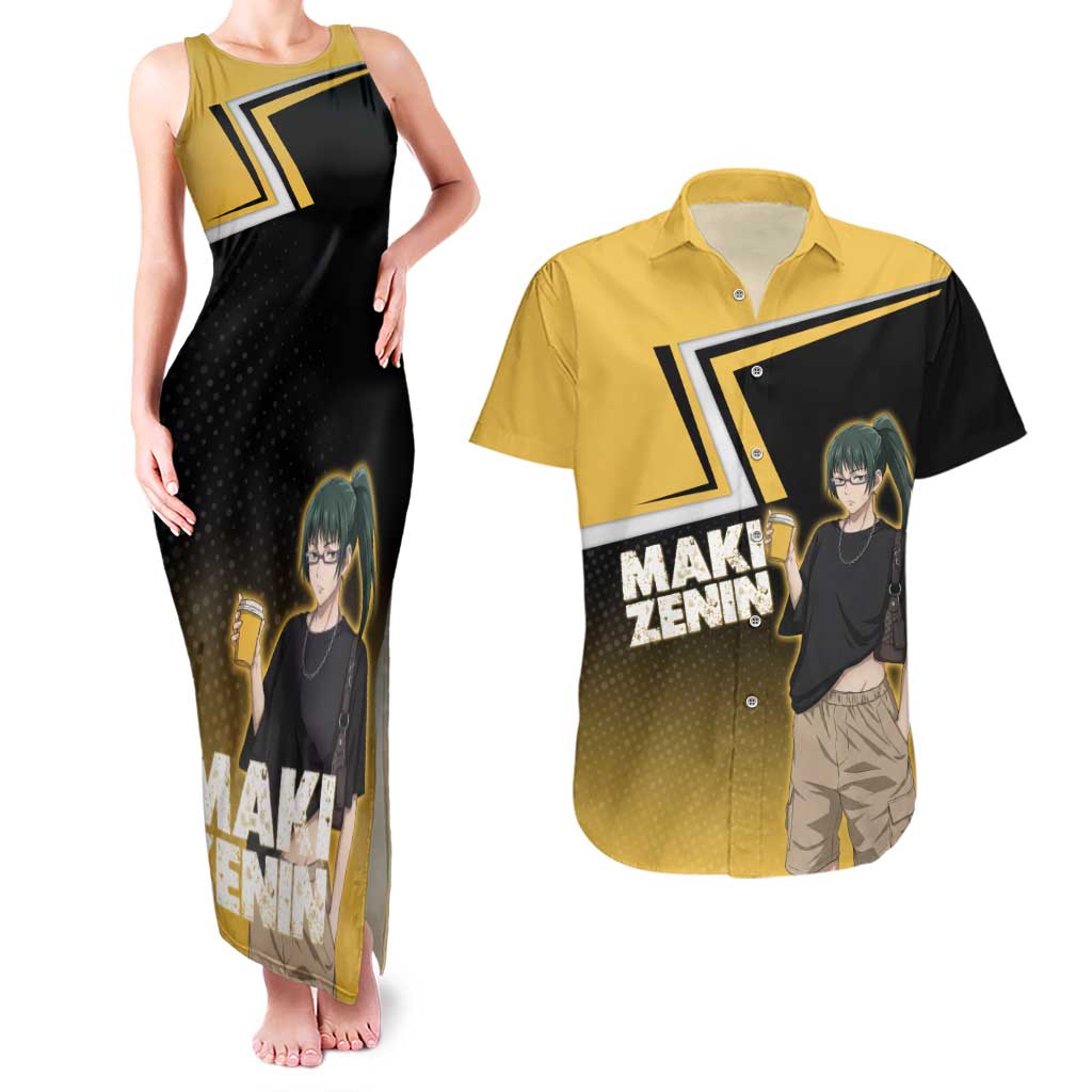 Maki Zenin Couples Matching Tank Maxi Dress and Hawaiian Shirt Jujutsu Kaisen Streetwear Style