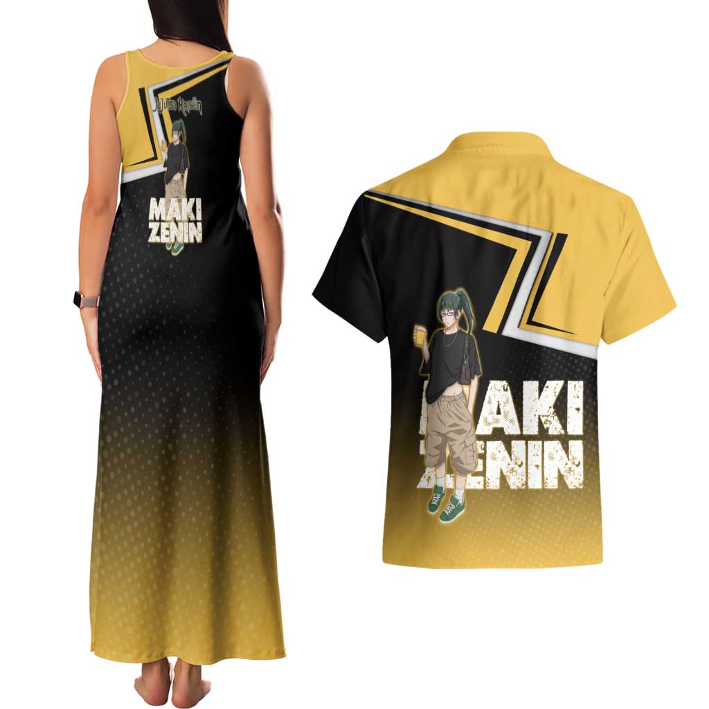 Maki Zenin Couples Matching Tank Maxi Dress and Hawaiian Shirt Jujutsu Kaisen Streetwear Style