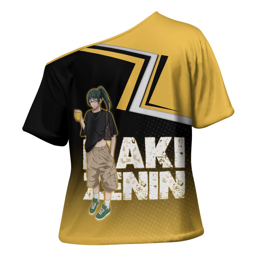 Maki Zenin Cross Shoulder Shirt Jujutsu Kaisen Streetwear Style