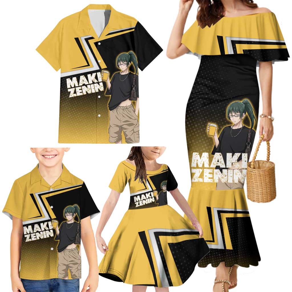 Maki Zenin Family Matching Mermaid Dress and Hawaiian Shirt Jujutsu Kaisen Streetwear Style