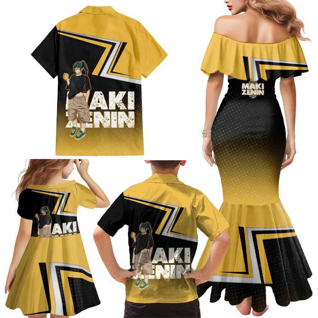 Maki Zenin Family Matching Mermaid Dress and Hawaiian Shirt Jujutsu Kaisen Streetwear Style