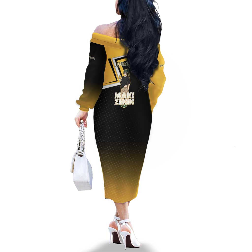 Maki Zenin Family Matching Off The Shoulder Long Sleeve Dress and Hawaiian Shirt Jujutsu Kaisen Streetwear Style