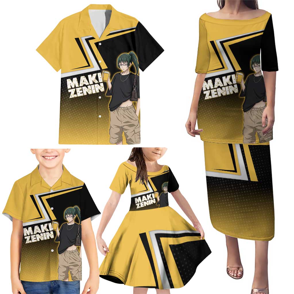 Maki Zenin Family Matching Puletasi and Hawaiian Shirt Jujutsu Kaisen Streetwear Style
