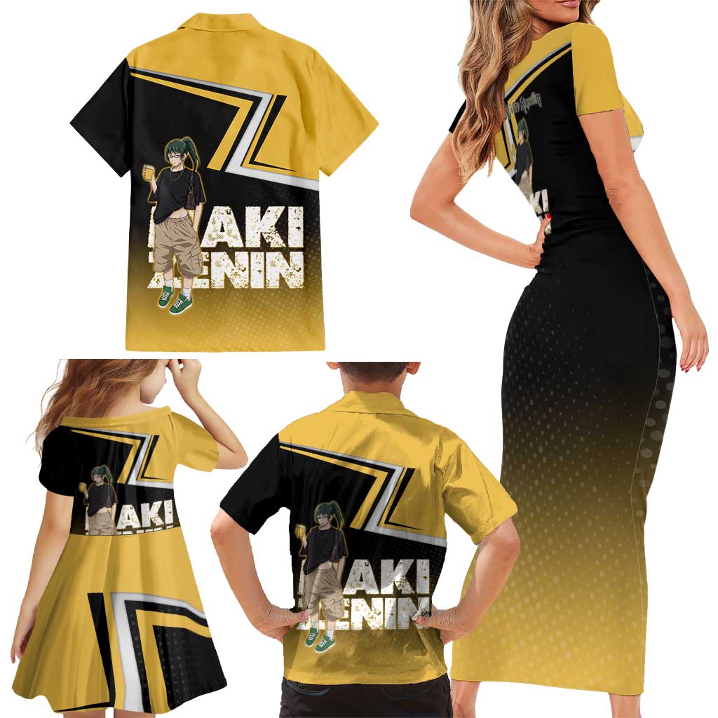Maki Zenin Family Matching Short Sleeve Bodycon Dress and Hawaiian Shirt Jujutsu Kaisen Streetwear Style