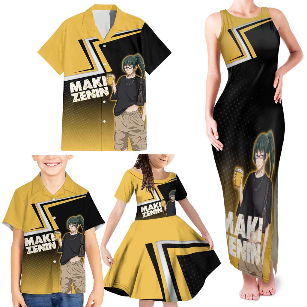 Maki Zenin Family Matching Tank Maxi Dress and Hawaiian Shirt Jujutsu Kaisen Streetwear Style