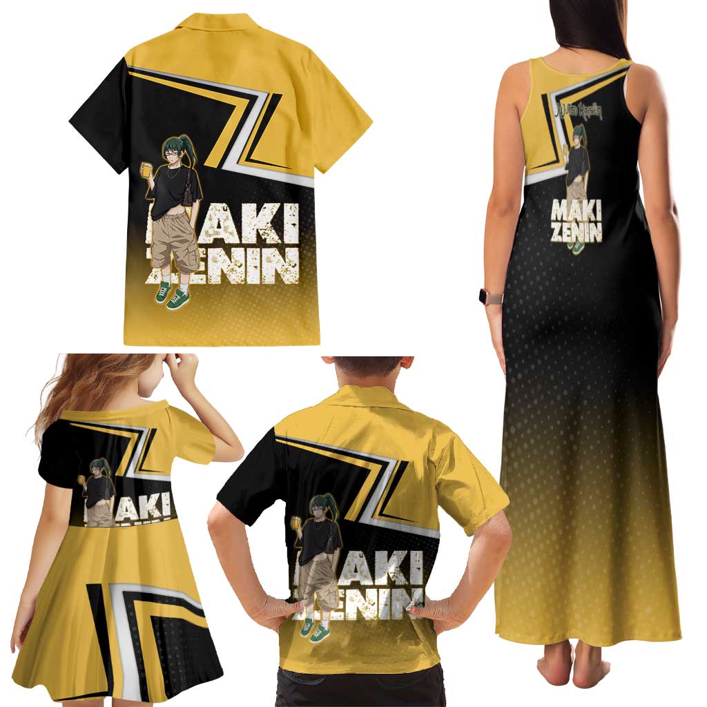 Maki Zenin Family Matching Tank Maxi Dress and Hawaiian Shirt Jujutsu Kaisen Streetwear Style