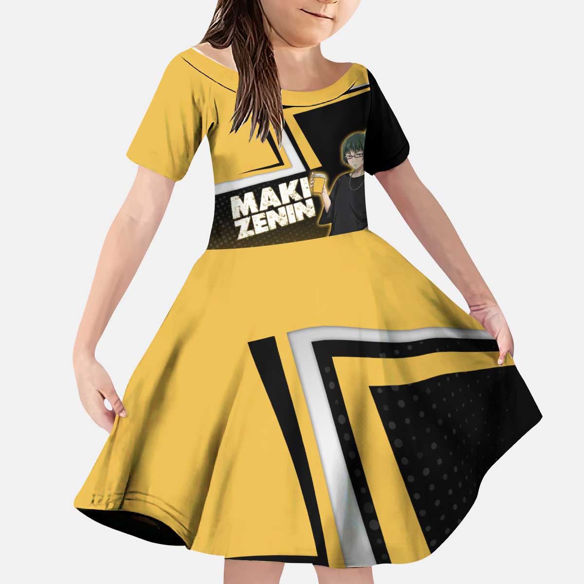 Maki Zenin Kid Short Sleeve Dress Jujutsu Kaisen Streetwear Style