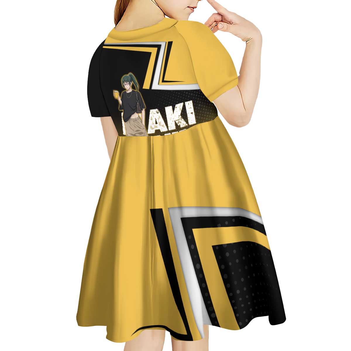 Maki Zenin Kid Short Sleeve Dress Jujutsu Kaisen Streetwear Style