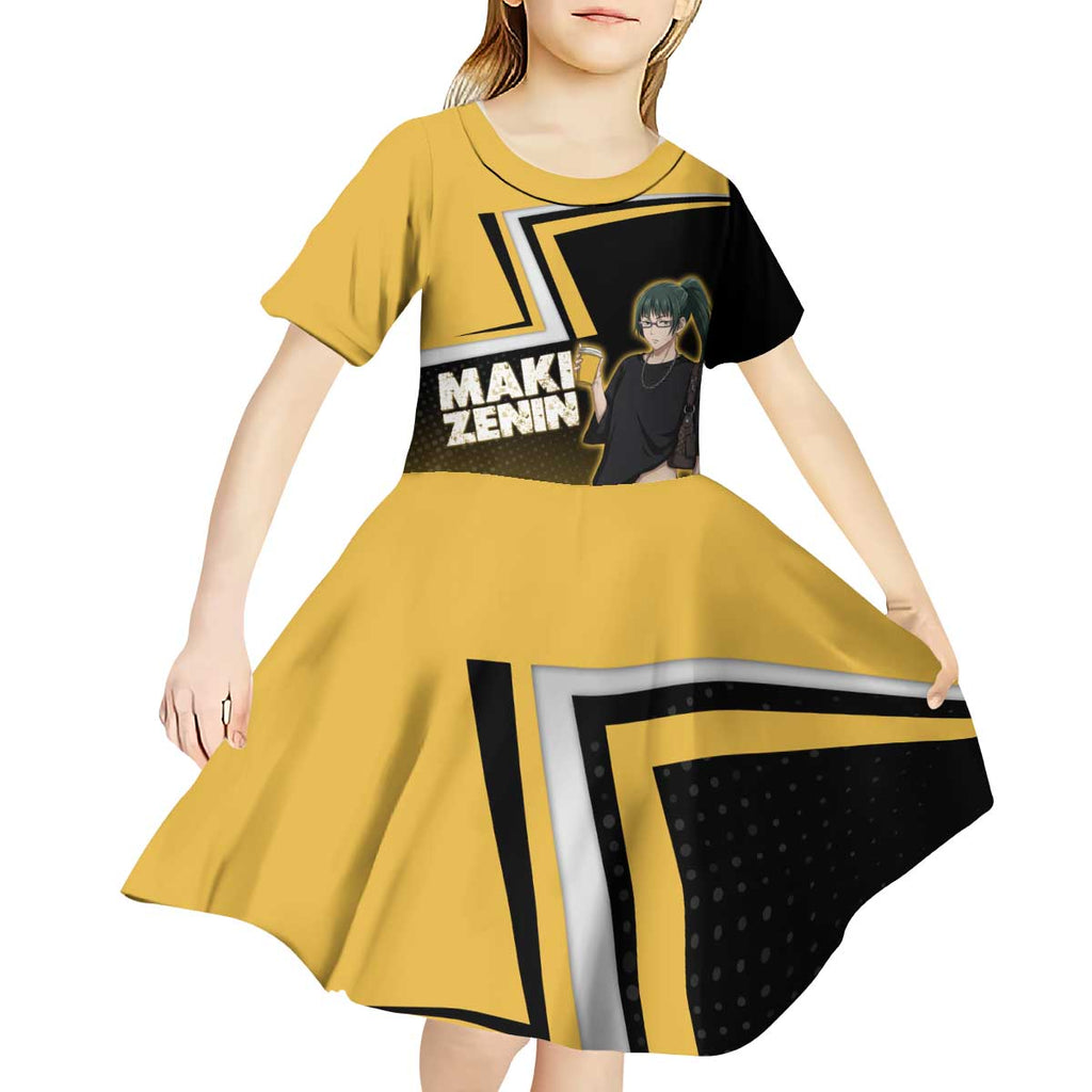 Maki Zenin Kid Short Sleeve Dress Jujutsu Kaisen Streetwear Style
