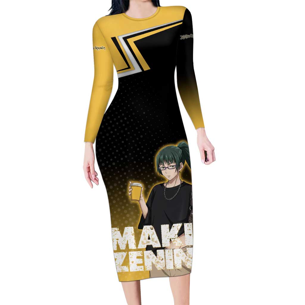Maki Zenin Long Sleeve Bodycon Dress Jujutsu Kaisen Streetwear Style