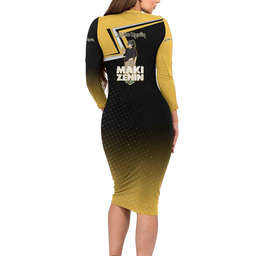 Maki Zenin Long Sleeve Bodycon Dress Jujutsu Kaisen Streetwear Style