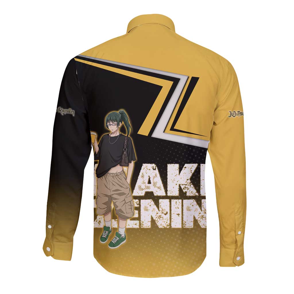 Maki Zenin Long Sleeve Button Shirt Jujutsu Kaisen Streetwear Style