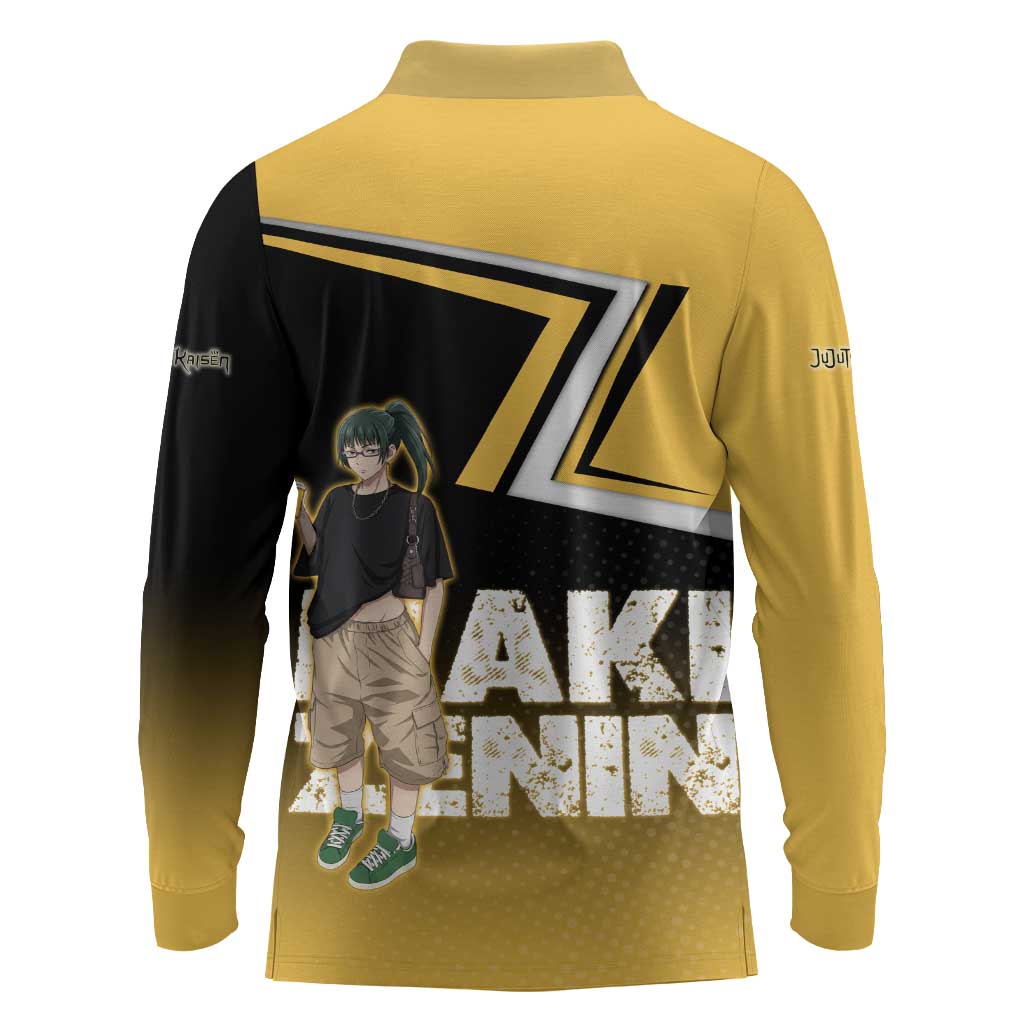 Maki Zenin Long Sleeve Polo Shirt Jujutsu Kaisen Streetwear Style