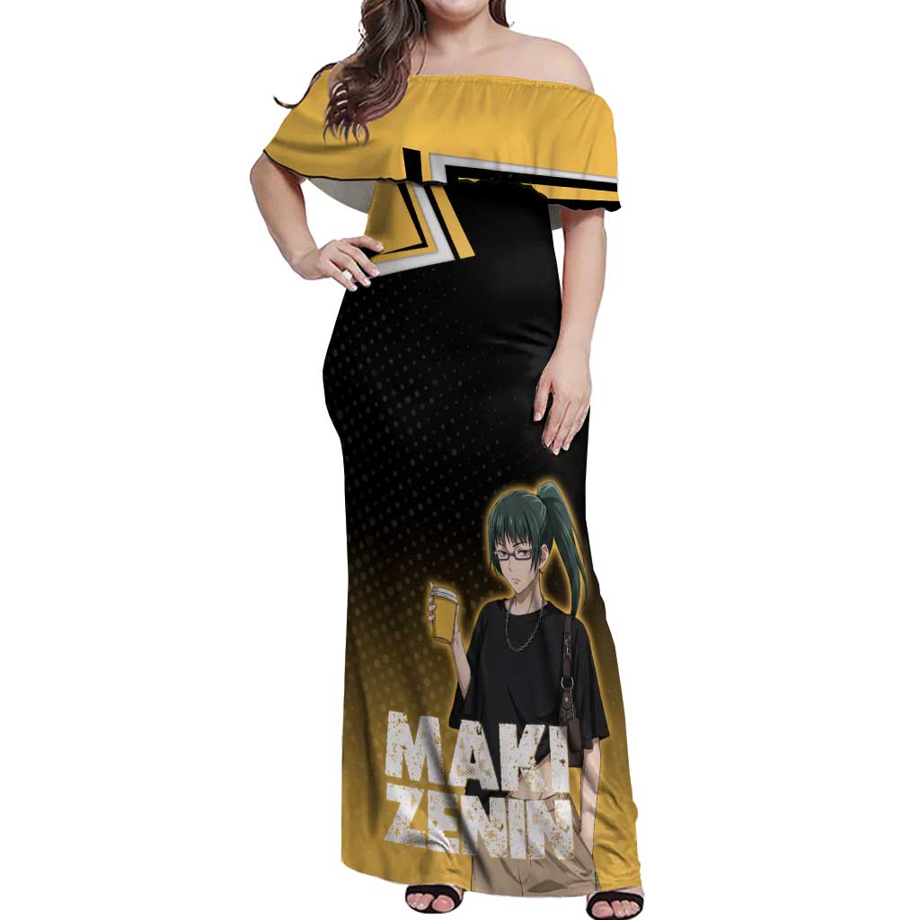 Maki Zenin Off Shoulder Maxi Dress Jujutsu Kaisen Streetwear Style